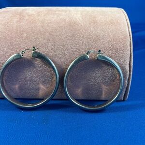 Sterling large hoop earrings.